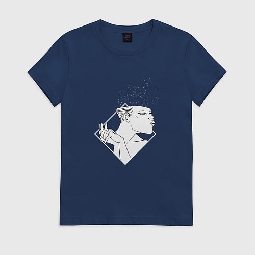 Женская футболка Абстрактная девушка / Тёмно-синий – фото 1