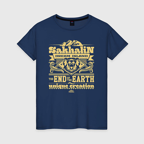 Женская футболка Сахалин - остров мечты / Тёмно-синий – фото 1