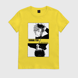 Футболка хлопковая женская Banana Fish аниме, цвет: желтый