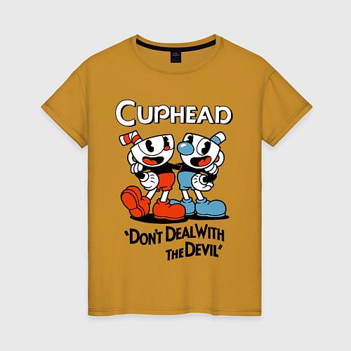 Женская футболка Cuphead, Dont deal with devil / Горчичный – фото 1