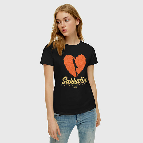 Женская футболка Sakhalin in my heart / Черный – фото 3