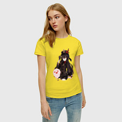 Футболка хлопковая женская Ху Тао, цвет: желтый — фото 2