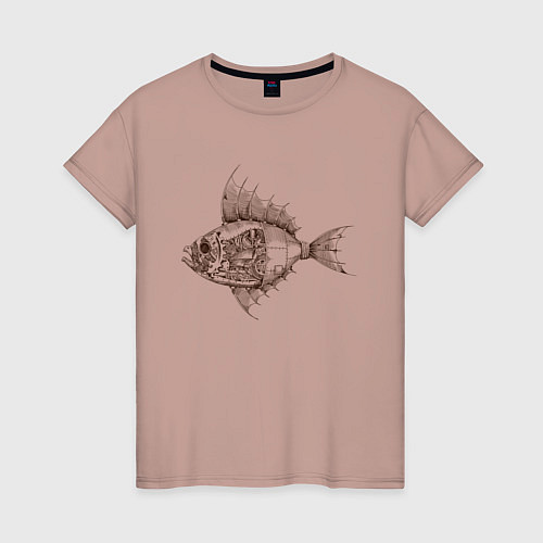 Женская футболка Стимпанк Рыба Steampunk Fish Z / Пыльно-розовый – фото 1