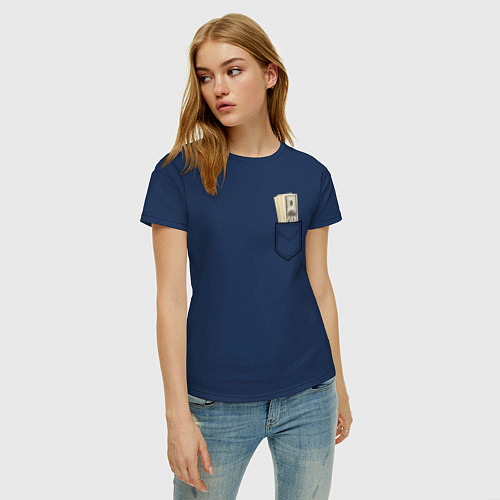 Женская футболка Доллары в Кармане / Тёмно-синий – фото 3