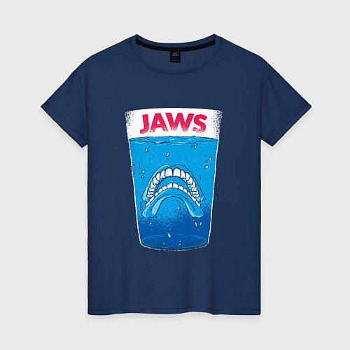 Женская футболка Jaws Челюсти - Прикол / Тёмно-синий – фото 1