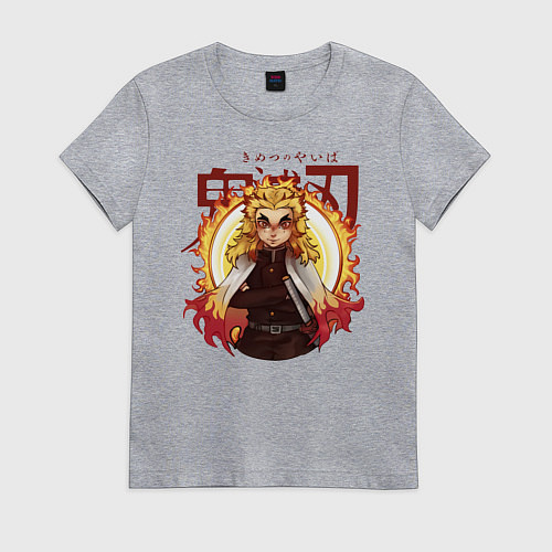 Женская футболка Огненный Столп Kimetsu no Yaiba / Меланж – фото 1
