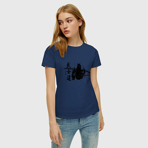 Женская футболка Busido - путь воина, демон / Тёмно-синий – фото 3