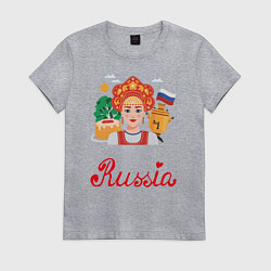 Футболка хлопковая женская Патриот России, цвет: меланж