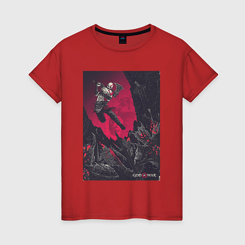 Женская футболка Кратос в действии / Красный – фото 1