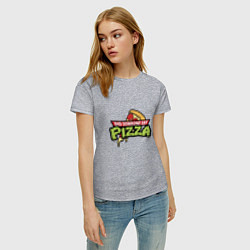 Футболка хлопковая женская Say Pizza, цвет: меланж — фото 2