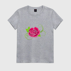Футболка хлопковая женская Цветок, цвет: меланж