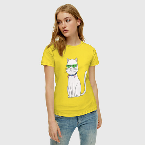 Женская футболка Сайки кот в крутых очках из 90х / Желтый – фото 3