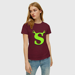 Футболка хлопковая женская Shrek: Logo S, цвет: меланж-бордовый — фото 2