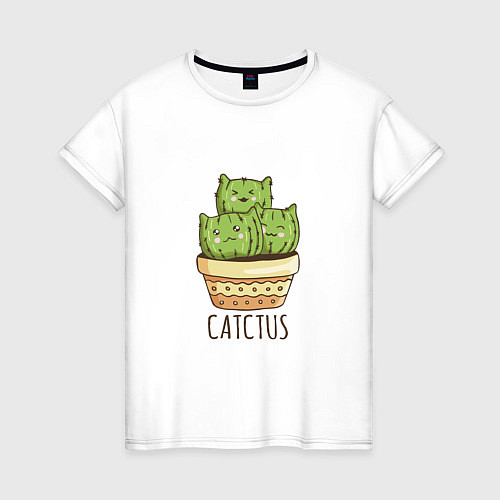 Женская футболка Котики Кактусы Catctus / Белый – фото 1