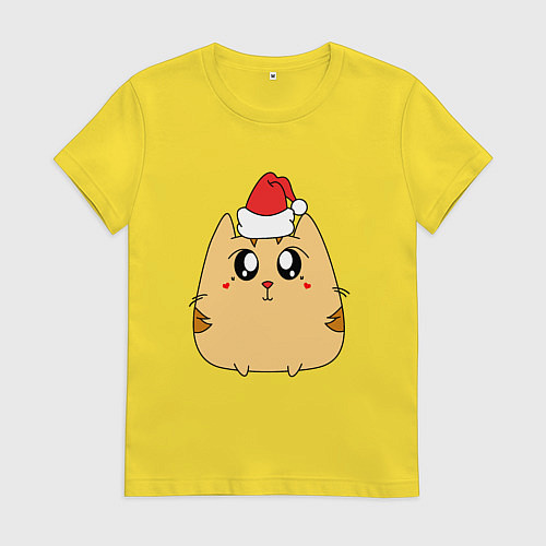 Женская футболка Новогодний Котик / Желтый – фото 1