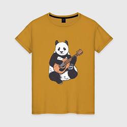 Женская футболка Панда гитарист Panda Guitar