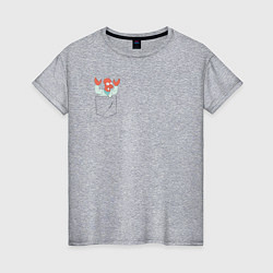 Футболка хлопковая женская Zoidberg карман, цвет: меланж