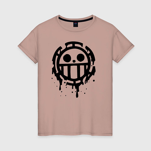 Женская футболка One Piece знак черной краской / Пыльно-розовый – фото 1