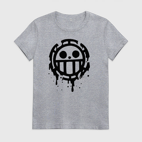 Женская футболка One Piece знак черной краской / Меланж – фото 1