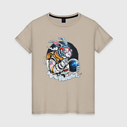 Женская футболка Космонавт кролик