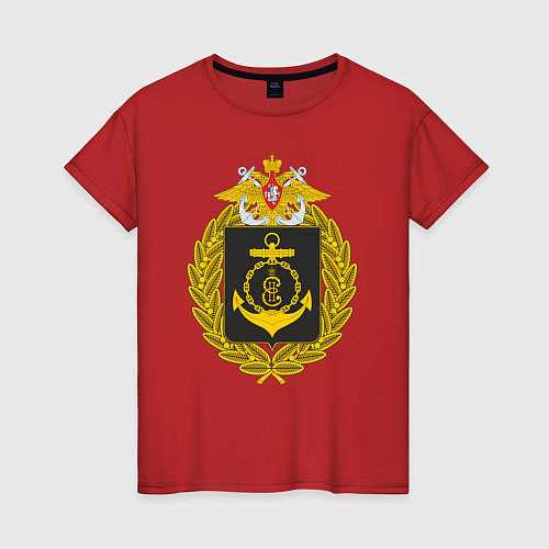 Женская футболка ЧЕРНОМОРСКИЙ ФЛОТ ВМФ РОССИИ / Красный – фото 1