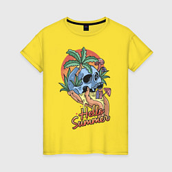 Футболка хлопковая женская Summer skull, цвет: желтый