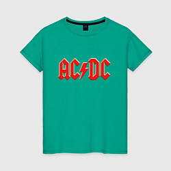 Футболка хлопковая женская ACDC, цвет: зеленый