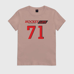 Футболка хлопковая женская Hockey life Number series, цвет: пыльно-розовый