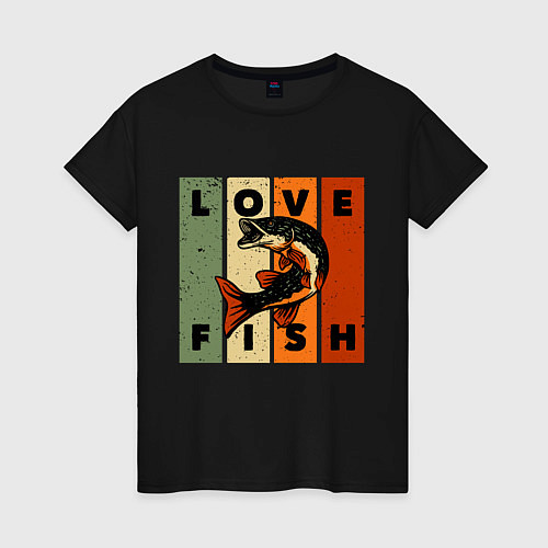 Женская футболка Love fish Люблю рыбу / Черный – фото 1