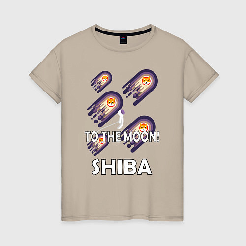 Женская футболка TO THE MOON! SHIBA / Миндальный – фото 1