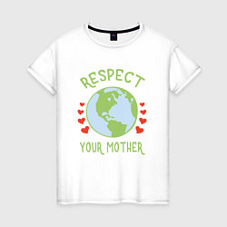 Футболка хлопковая женская Respect Earth, цвет: белый