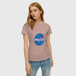 Футболка хлопковая женская NASA Pizza, цвет: пыльно-розовый — фото 2
