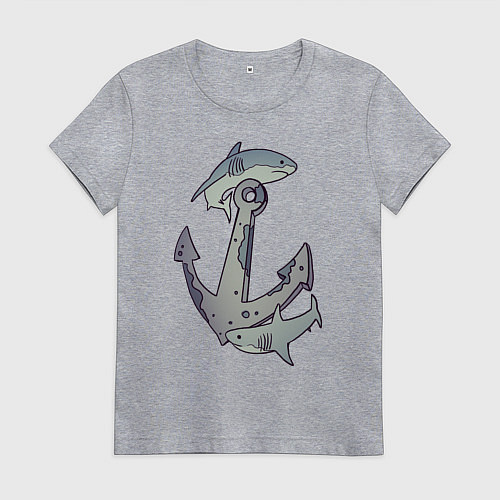 Женская футболка Sharks around the anchor / Меланж – фото 1