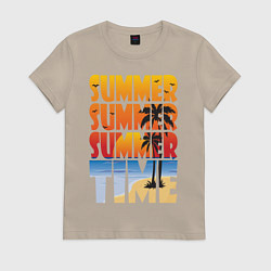 Футболка хлопковая женская SUMMER TIME, цвет: миндальный