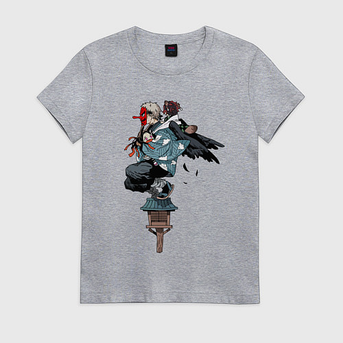 Женская футболка Клинок рассекающий демонов - ниндзя спасает Незуко / Меланж – фото 1