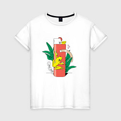Женская футболка Лягушка и зажигалка абстракция