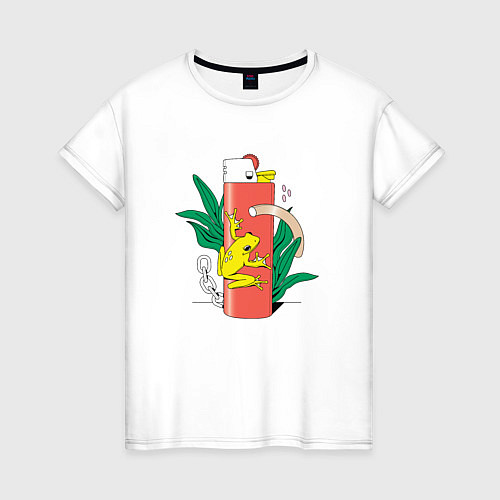 Женская футболка Лягушка и зажигалка абстракция / Белый – фото 1