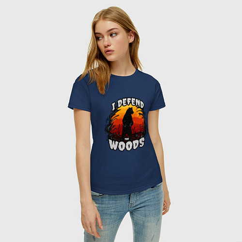 Женская футболка Медведь I defend the woods / Тёмно-синий – фото 3