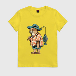 Женская футболка Кот рыбак