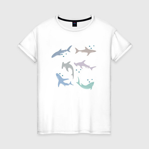 Женская футболка Акулы разные / Белый – фото 1