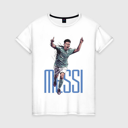 Женская футболка Lionel Messi Barcelona Argentina Striker! / Белый – фото 1