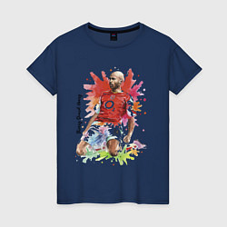 Футболка хлопковая женская Thierry Daniel Henry, цвет: тёмно-синий
