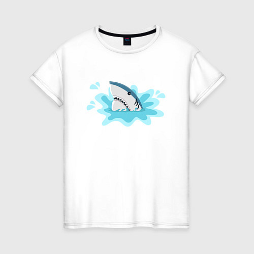 Женская футболка Акула в воде / Белый – фото 1