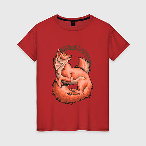 Женская футболка Лиса / Красный – фото 1