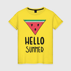 Футболка хлопковая женская HELLO SUMMER, цвет: желтый