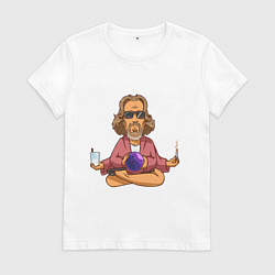 Футболка хлопковая женская Медитация, цвет: белый