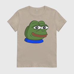 Футболка хлопковая женская Лягушонок Пепе, цвет: миндальный