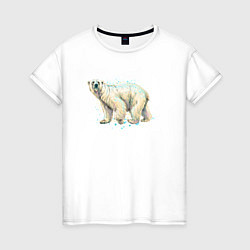 Футболка хлопковая женская Белый медведь, цвет: белый