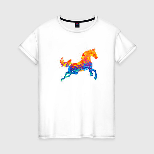 Женская футболка Конь цветной / Белый – фото 1