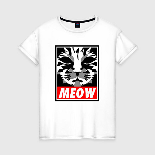 Женская футболка Meow Obey / Белый – фото 1